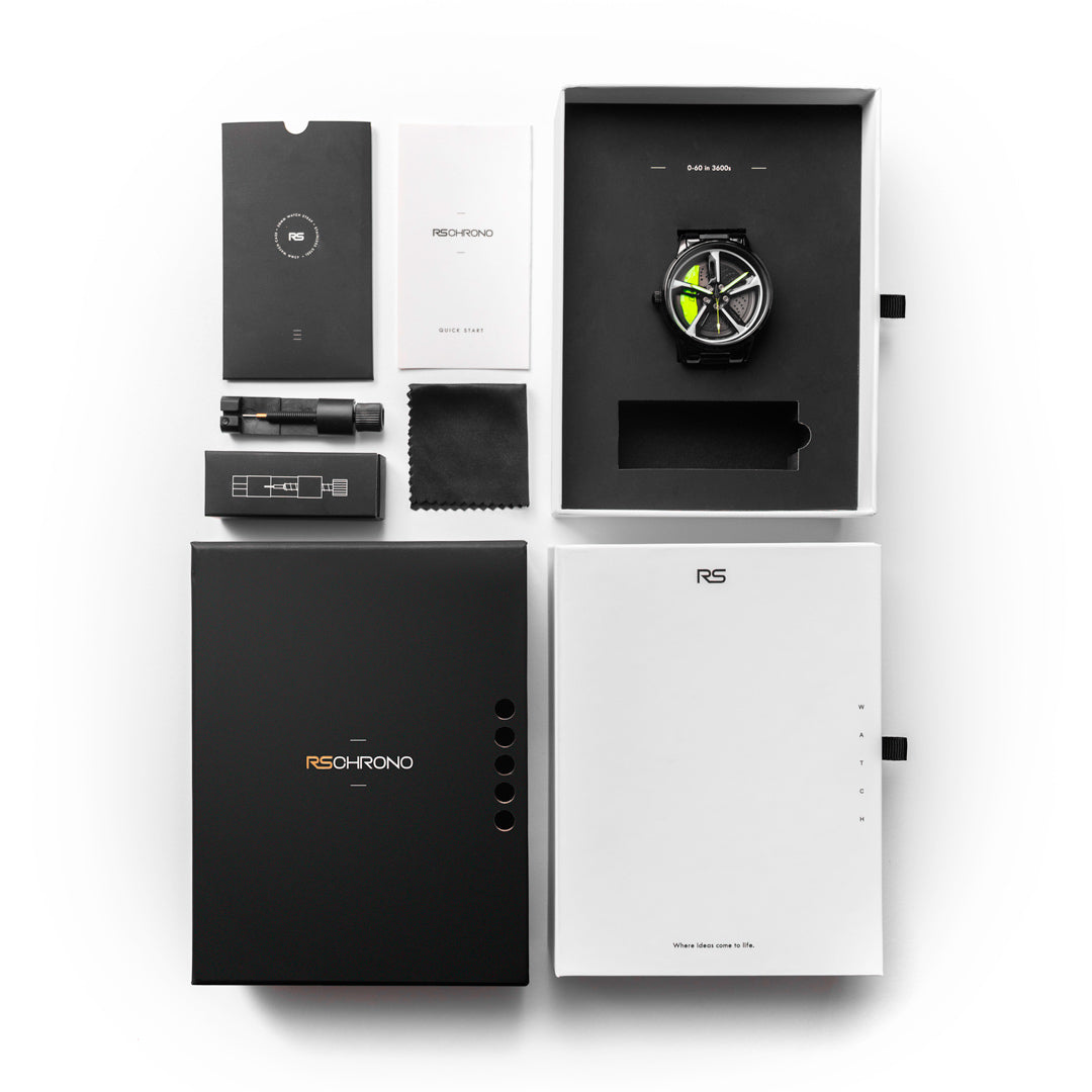 RS Chrono Wheel Watch Box Contents