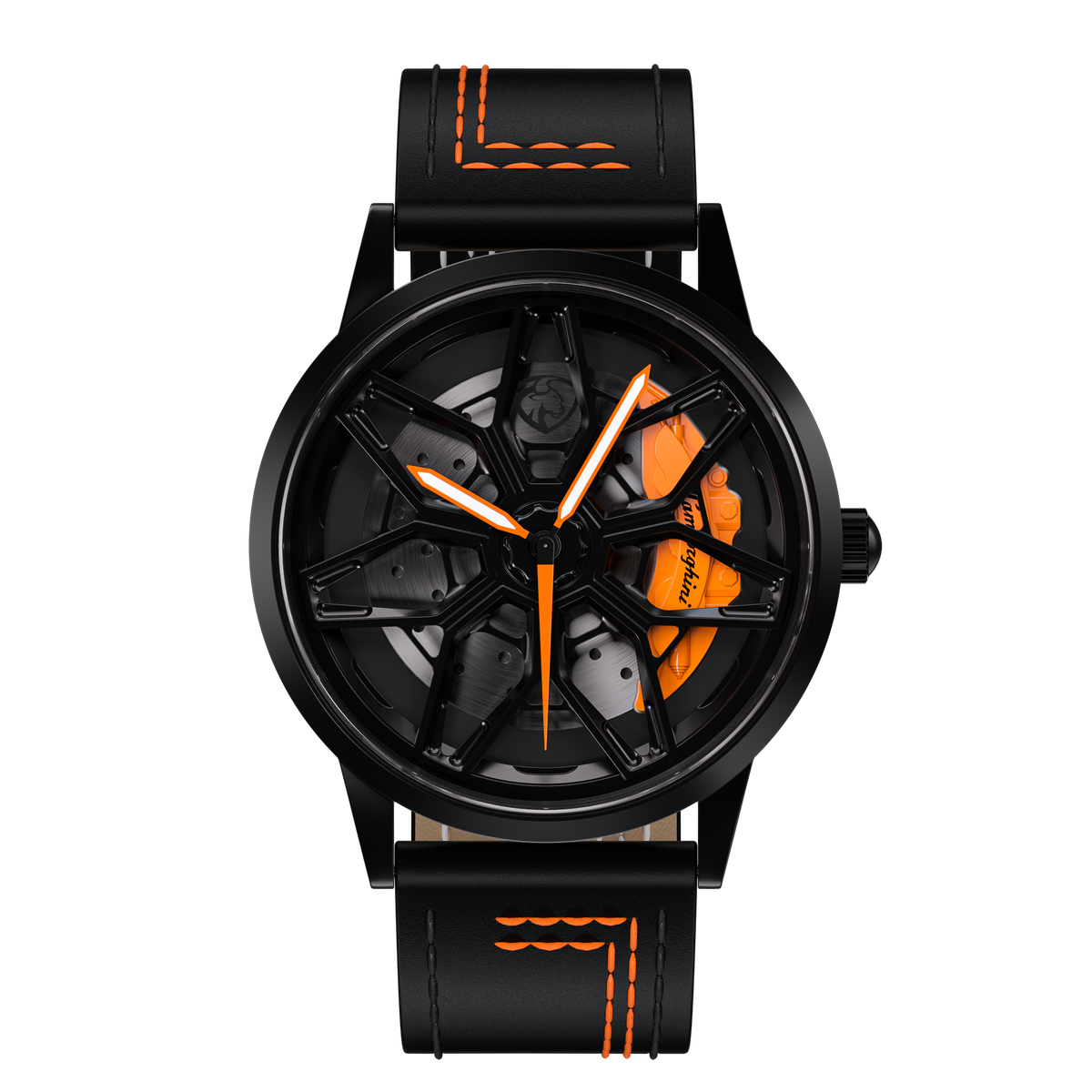 Shop Orange Ultimae Gyro - Orange Leather Strap | RS Chrono