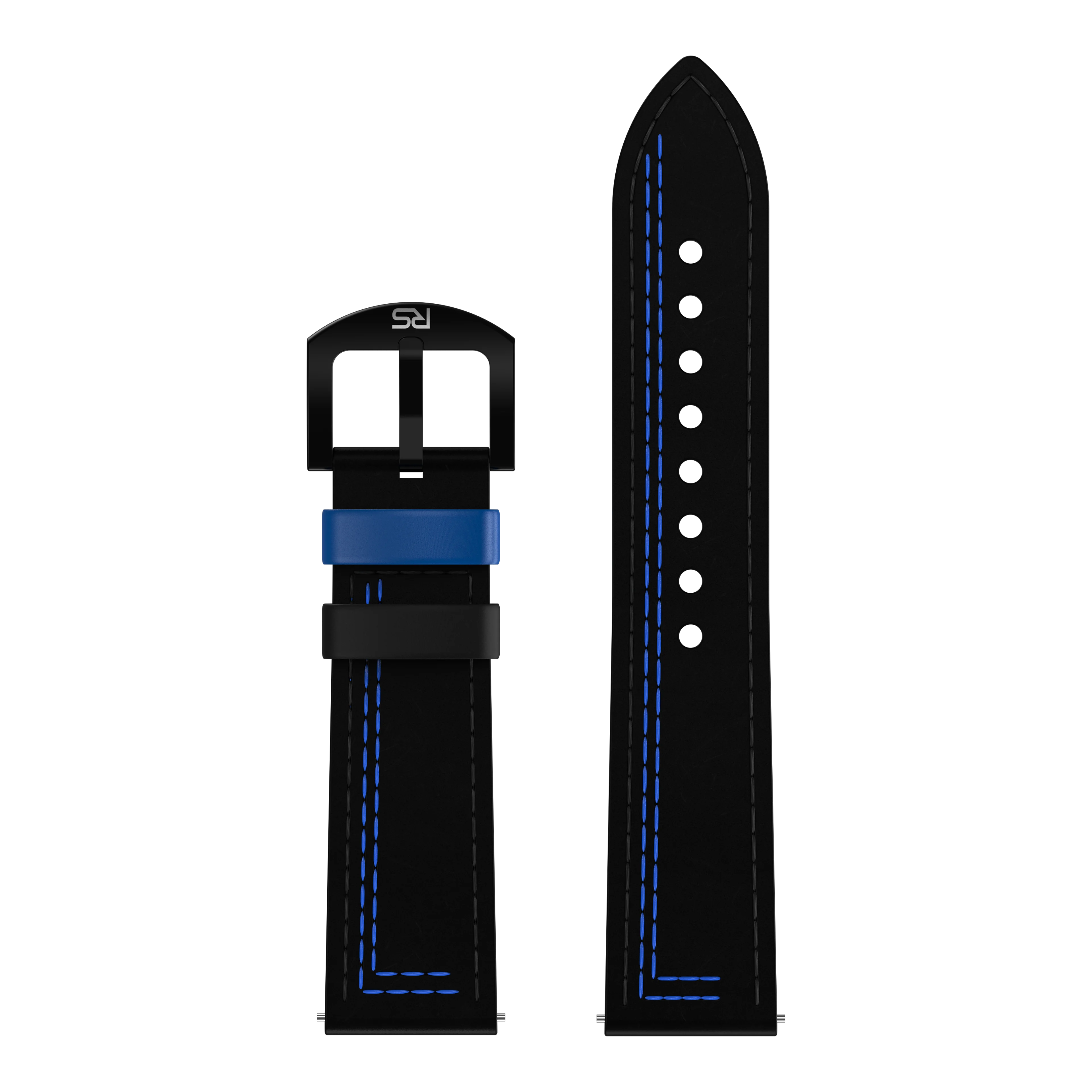 Shop Adjustable Leather Black & Blue Strap | RS Chrono