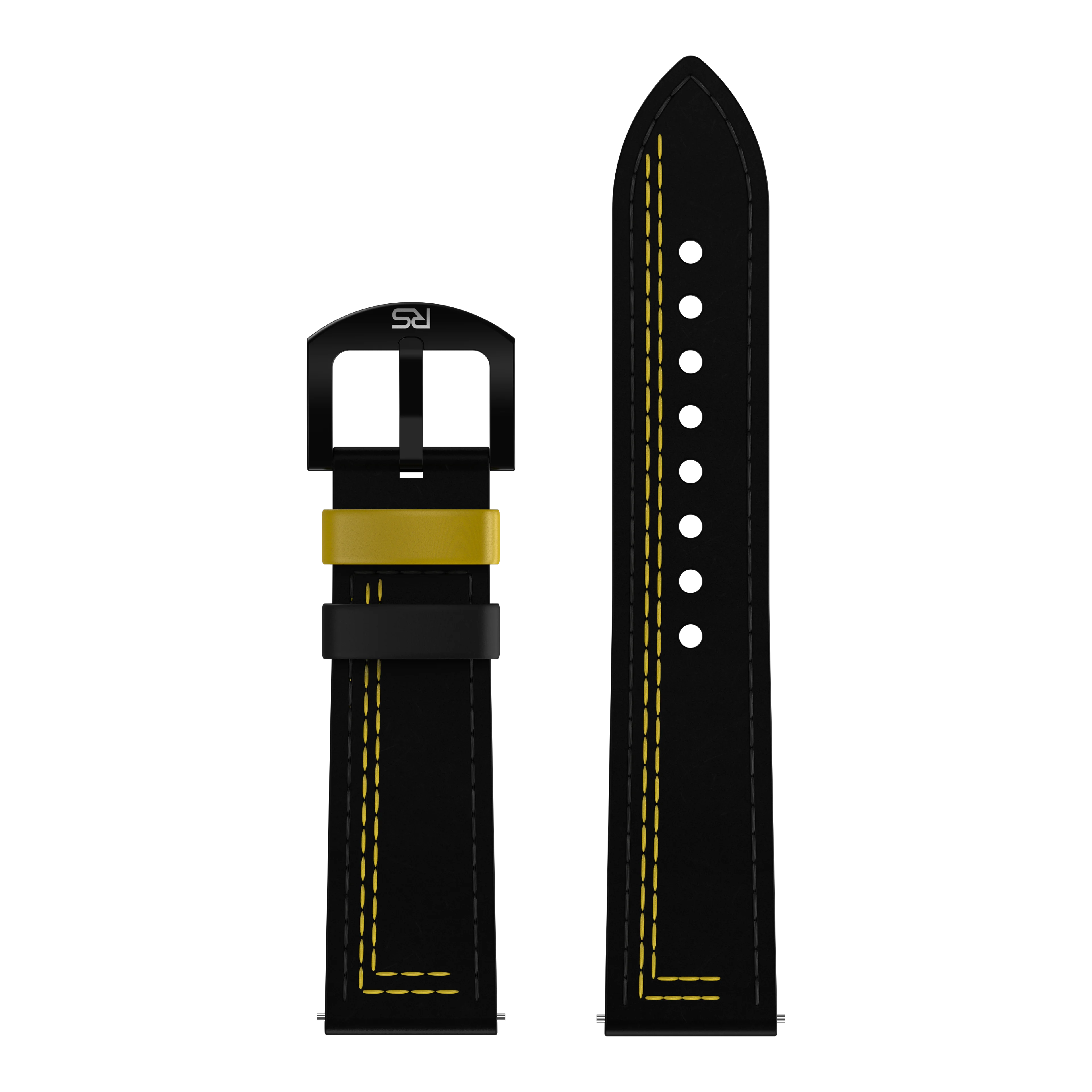 Black & Yellow Leather Strap (Adjustable)