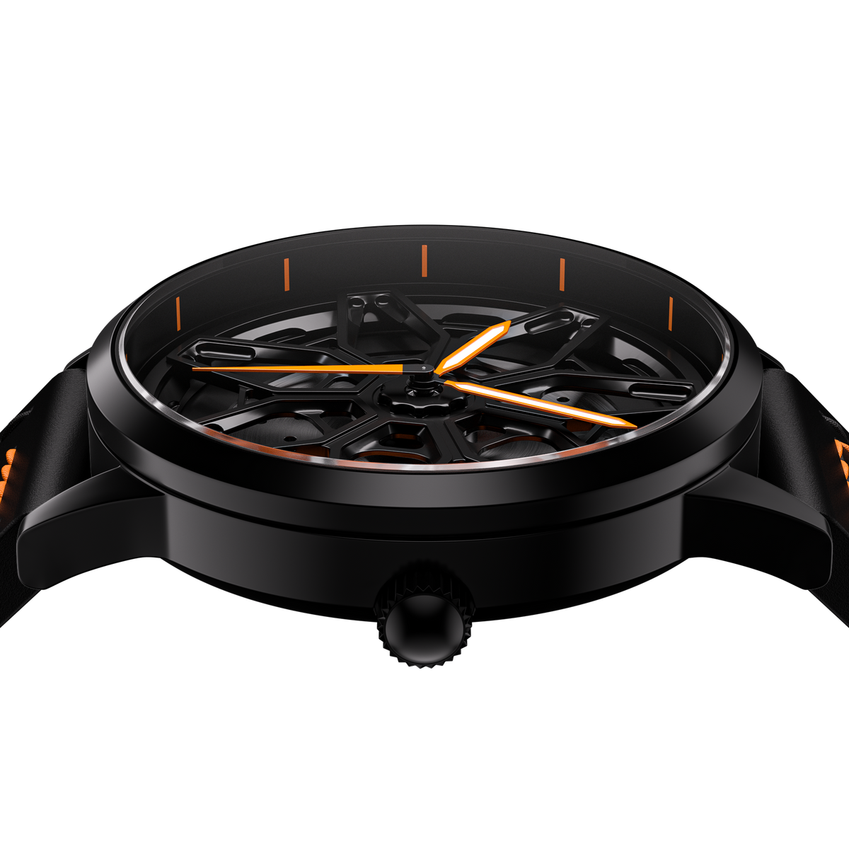 Shop Orange Ultimae Gyro - Orange Leather Strap | RS Chrono