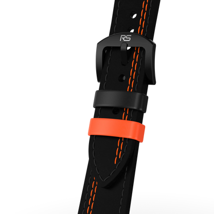 Black & Orange Leather Strap (Adjustable)