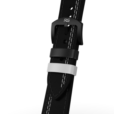 Black & White Leather Strap (Adjustable)