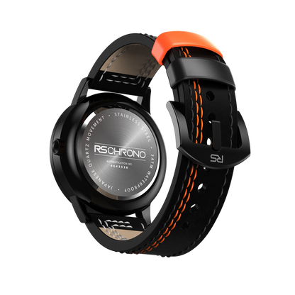 Black & Orange Leather Strap (Adjustable)