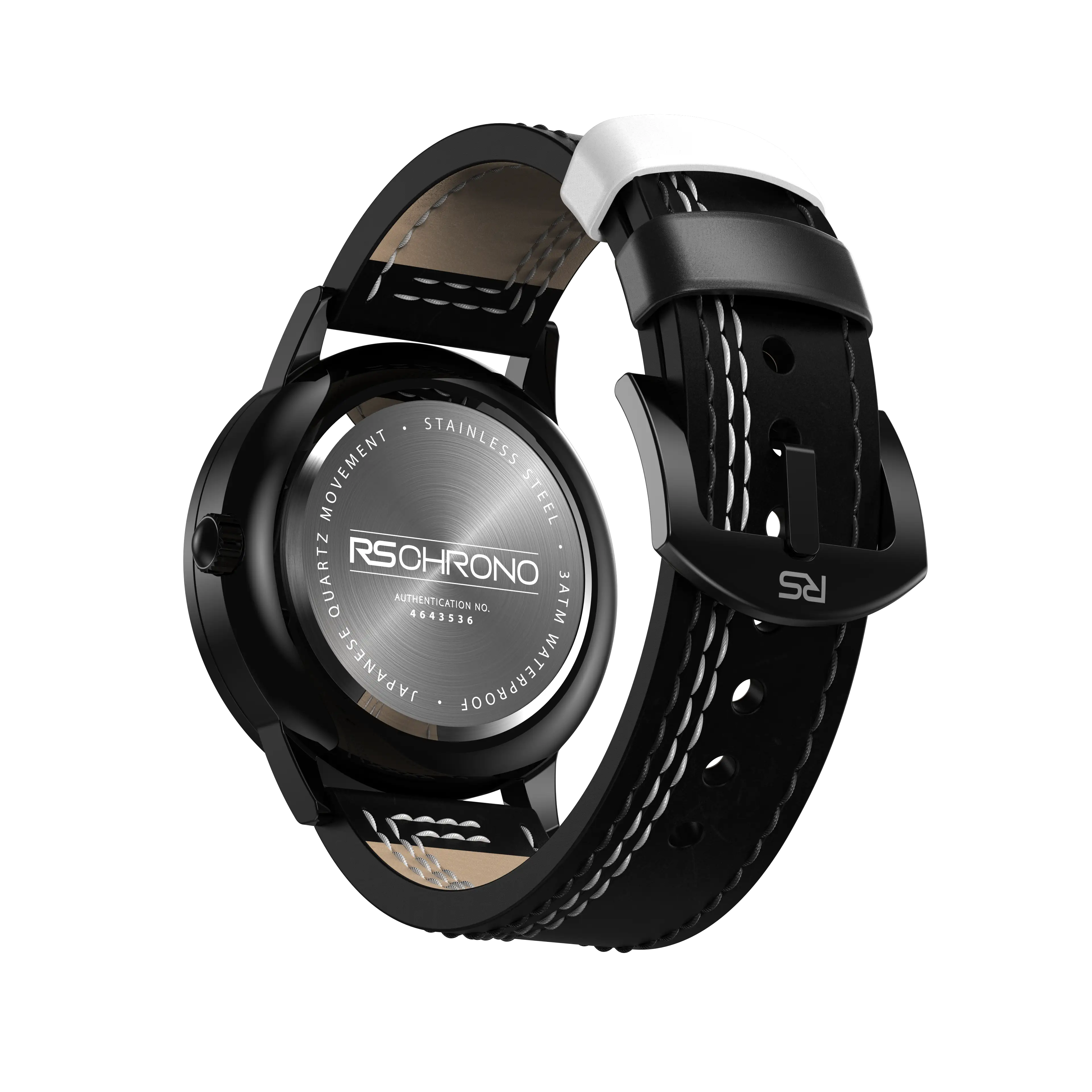 Black & White Leather Strap (Adjustable)