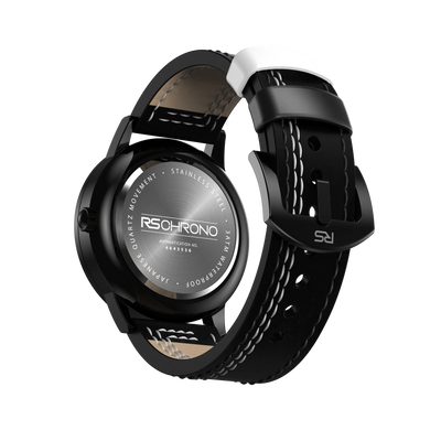 Black & White Leather Strap (Adjustable)
