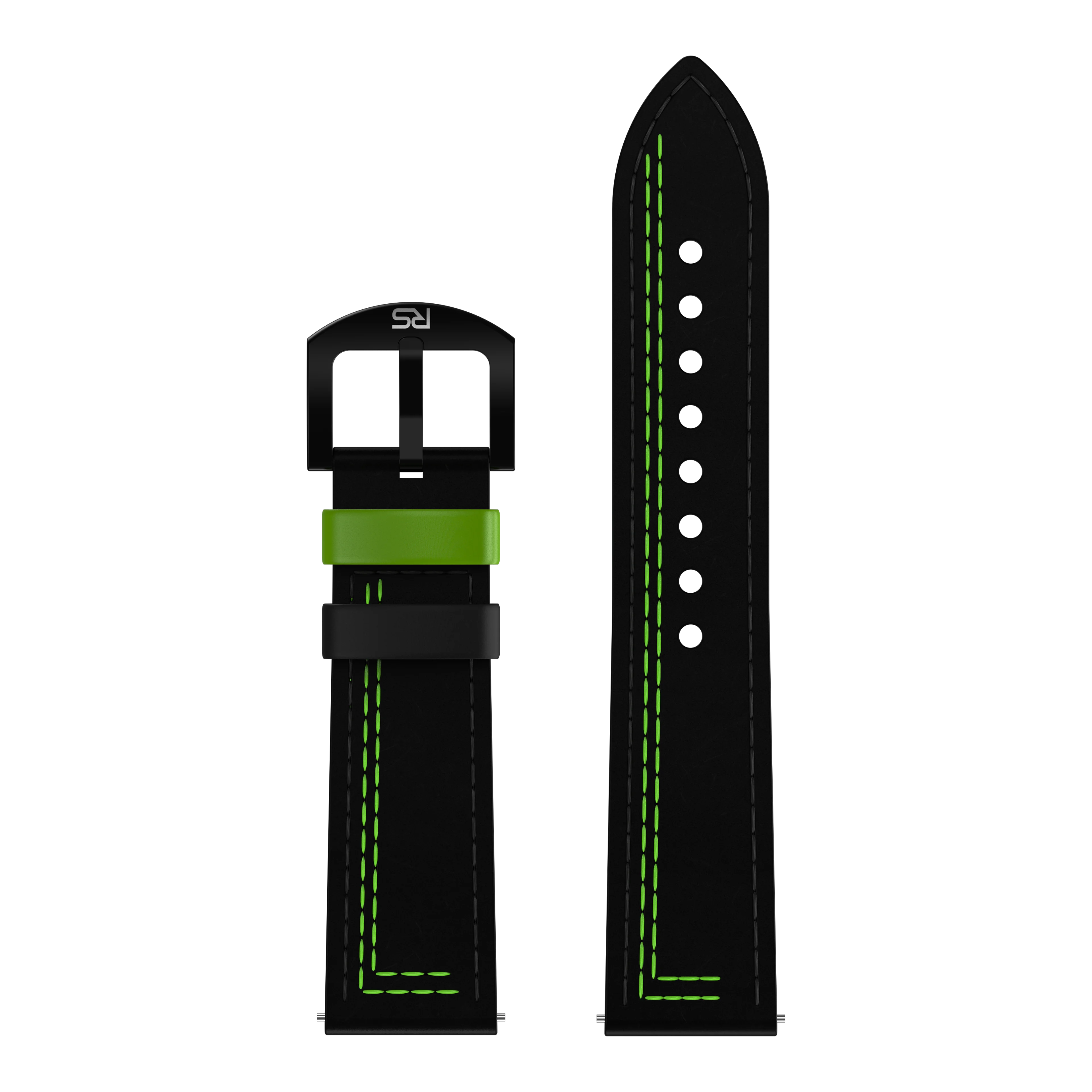 Shop Adjustable Leather Black & Green Strap | RS Chrono