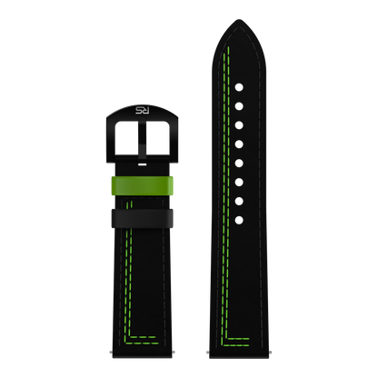 Black & Green Leather Strap (Adjustable)