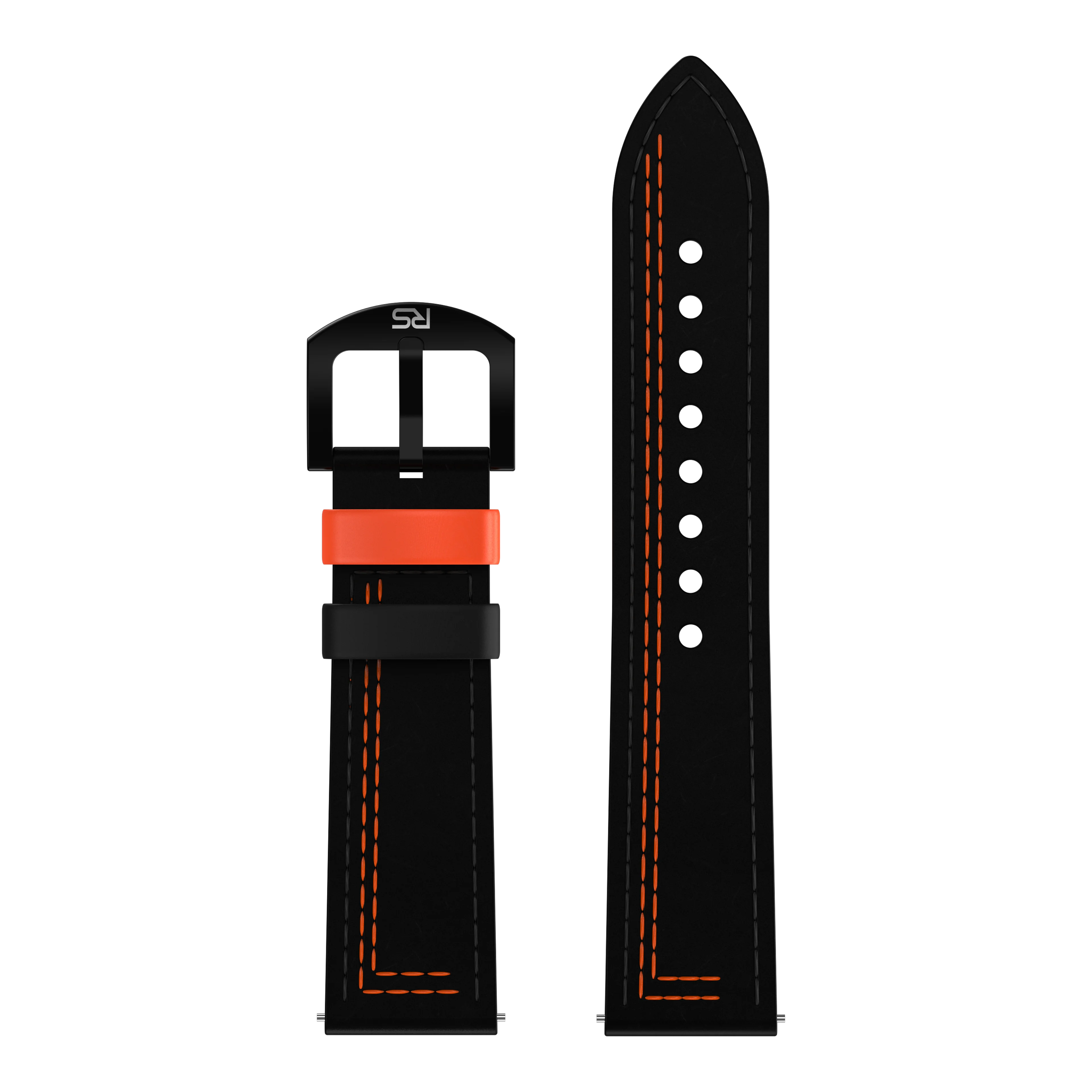Shop Adjustable Leather Black & Orange Strap | RS Chrono