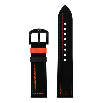 Black & Orange Leather Strap (Adjustable)