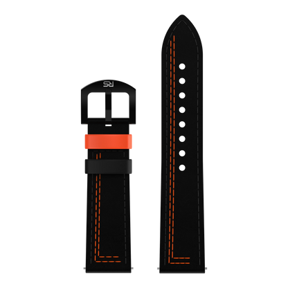Black & Orange Leather Strap (Adjustable)