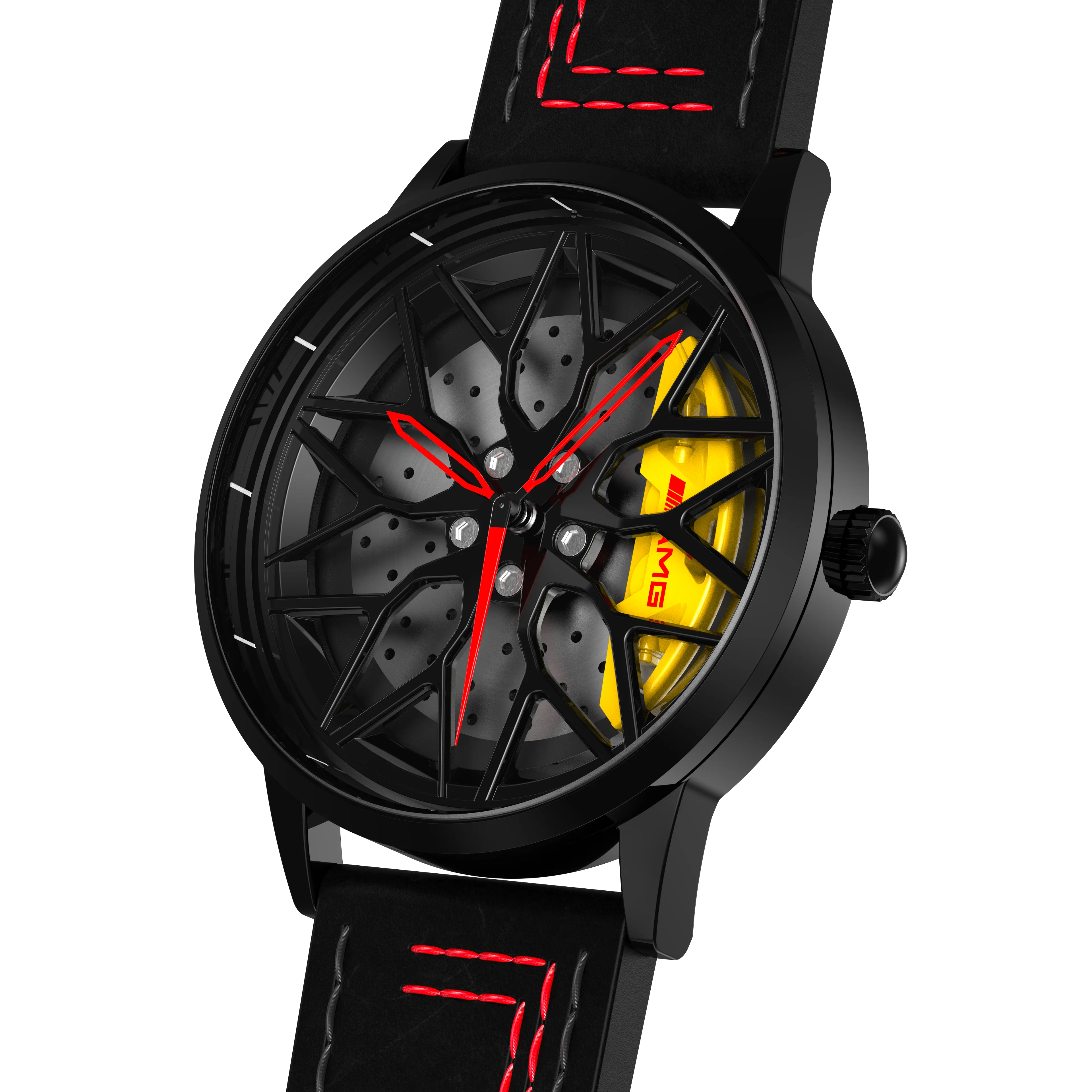 Shop Yellow Petronas 63S Gyro - Red Leather Strap | RS Chrono