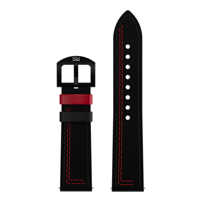 Black & Red Leather Strap (Adjustable)