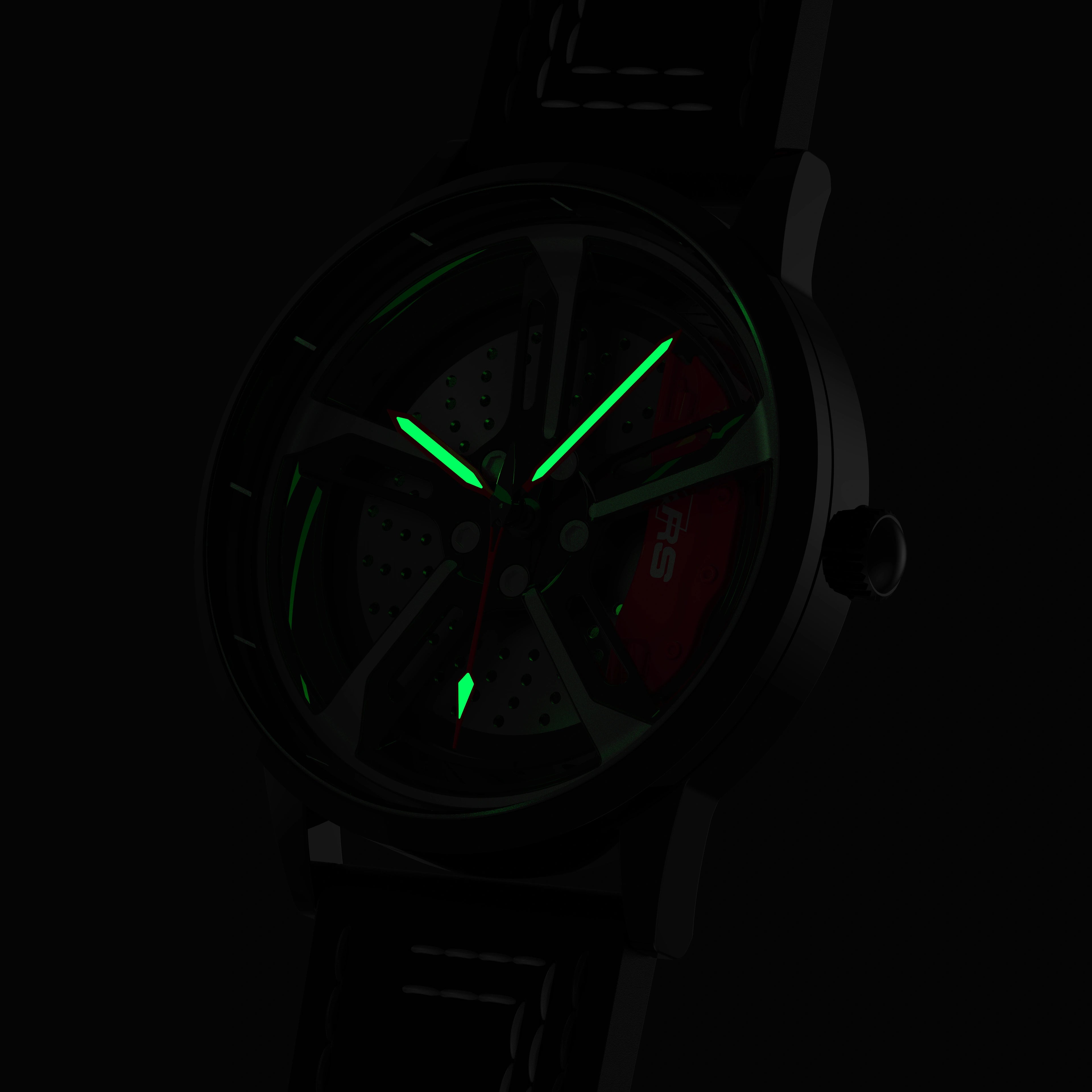 Shop Red Vorsprung RS7 Gyro - Green Leather Strap | RS Chrono