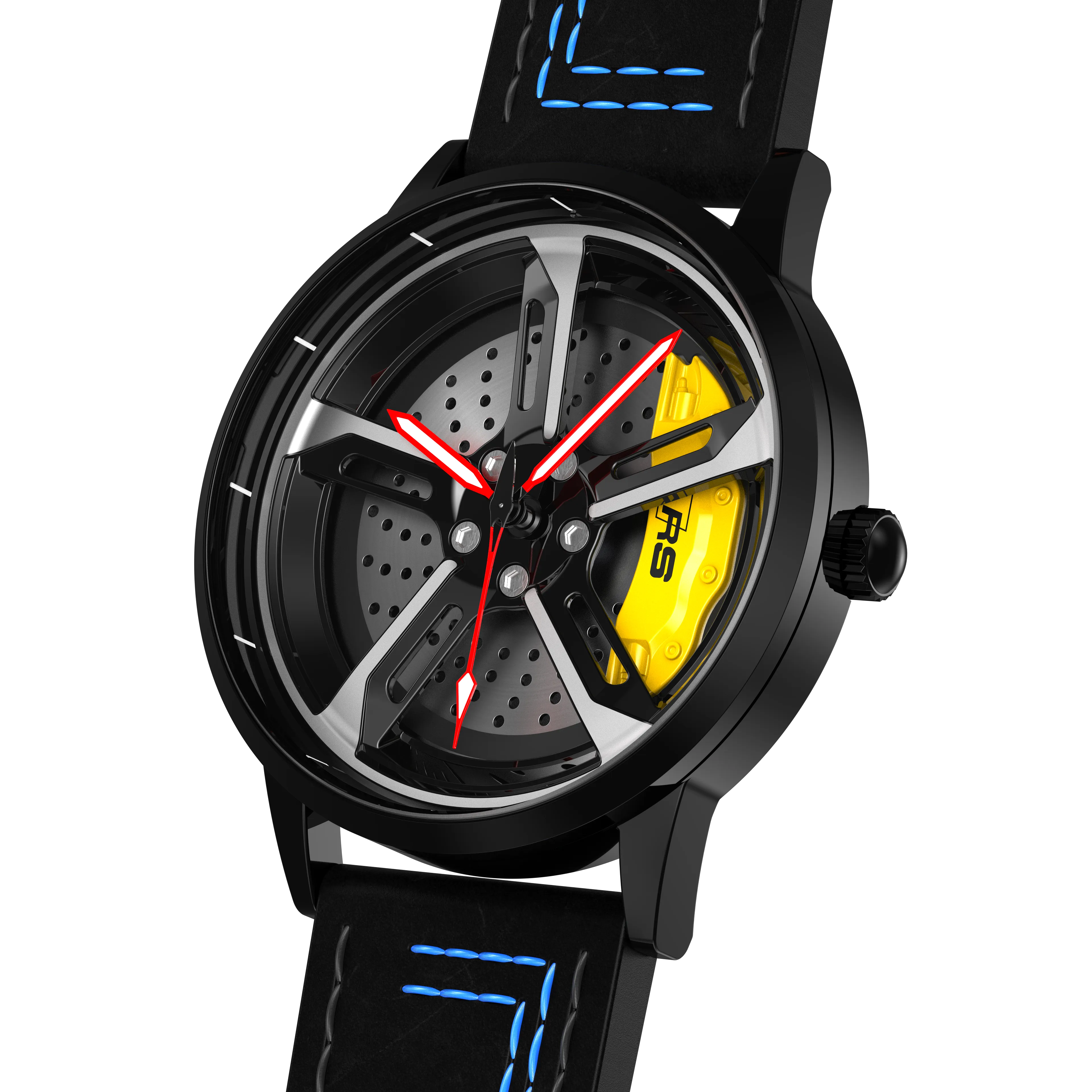 Shop Yellow Vorsprung RS7 Gyro - Blue Leather Strap | RS Chrono