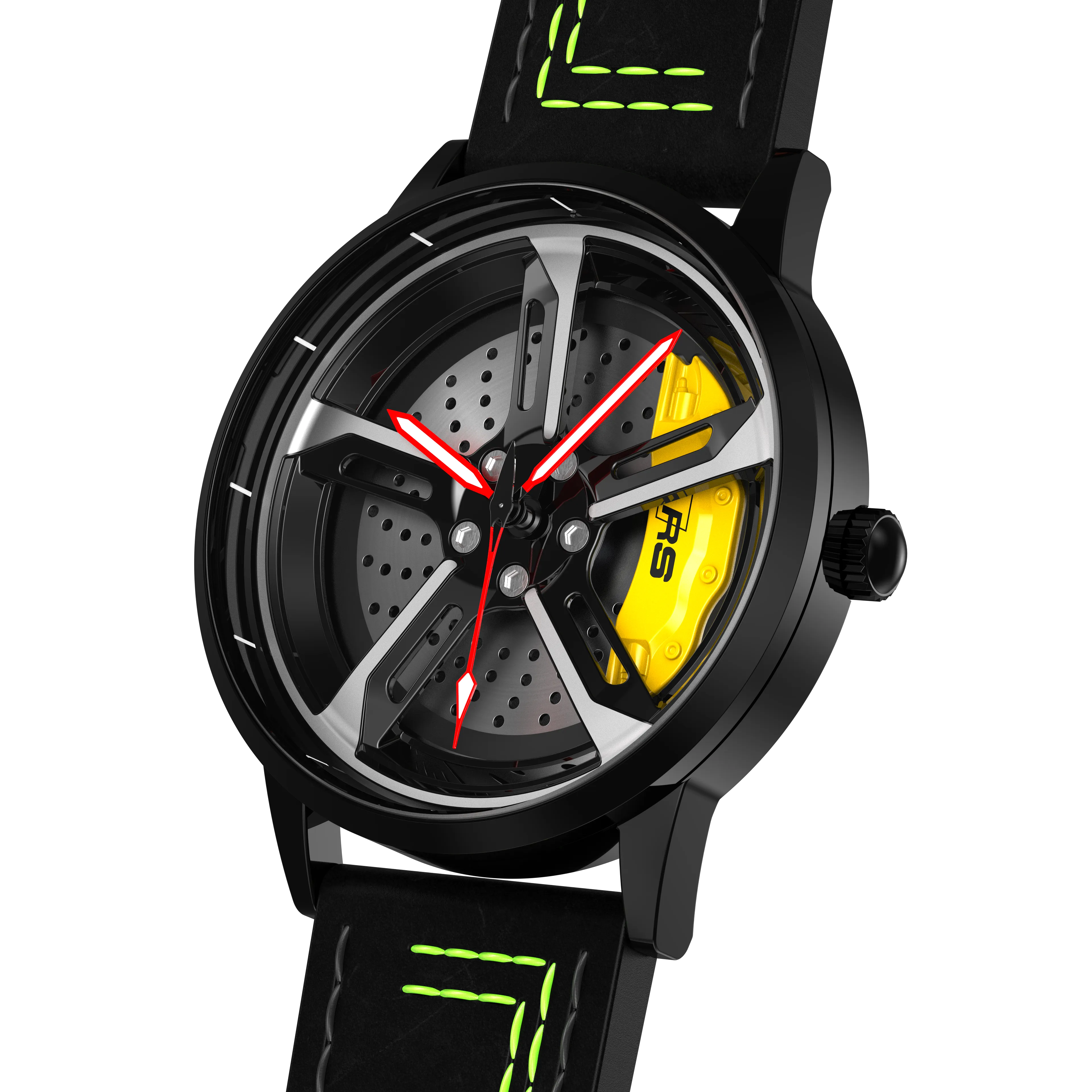 Shop Yellow Vorsprung RS7 Gyro - Green Leather Strap | RS Chrono
