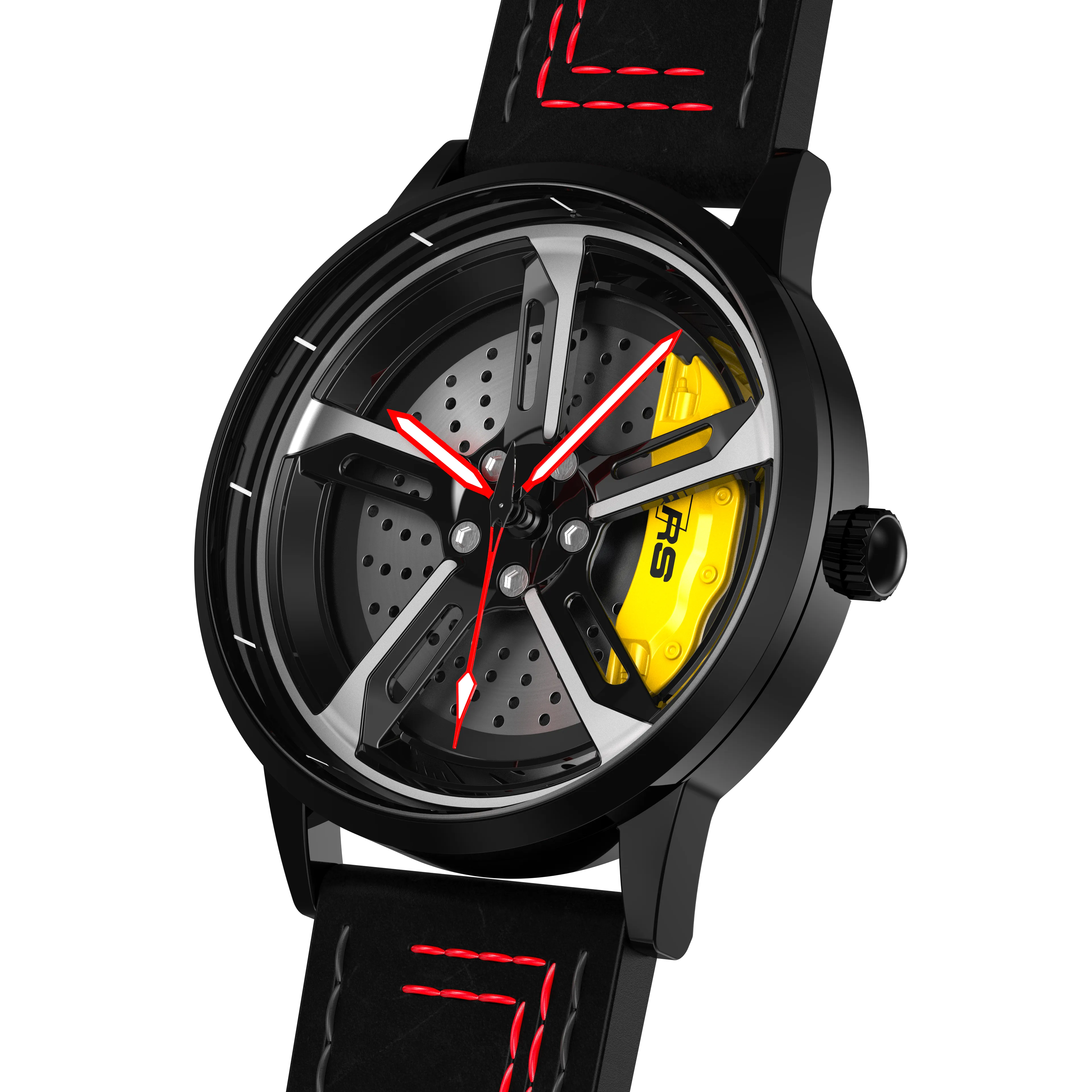 Shop Yellow Vorsprung RS7 Gyro - Red Leather Strap | RS Chrono