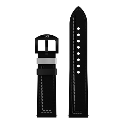 Black & White Leather Strap (Adjustable)