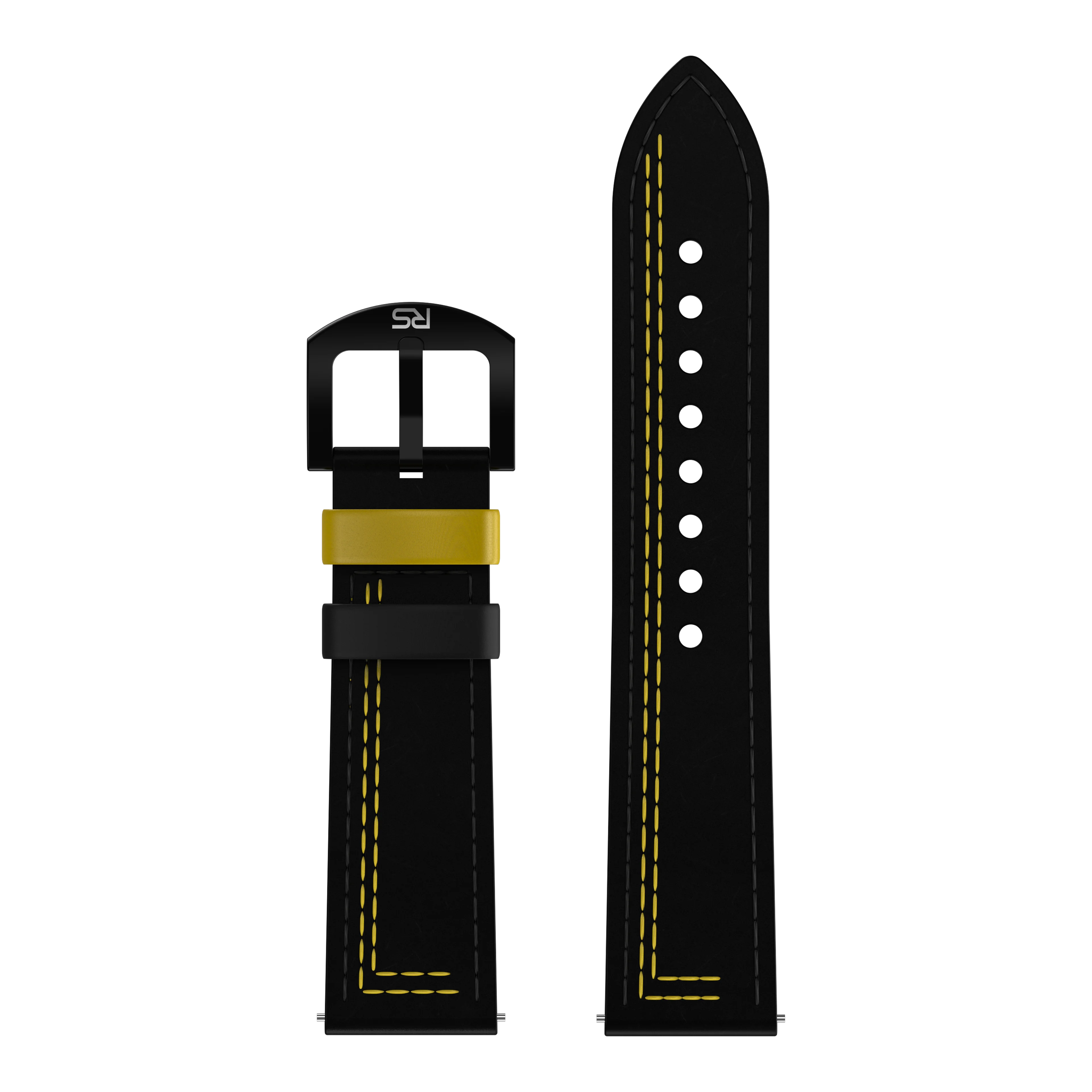 Shop Adjustable Leather Black & Yellow Strap | RS Chrono