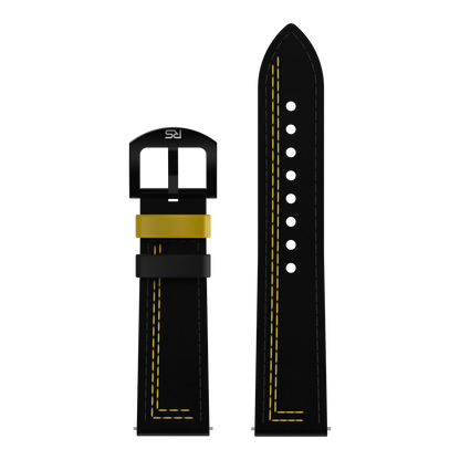 Shop Adjustable Leather Black & Yellow Strap | RS Chrono