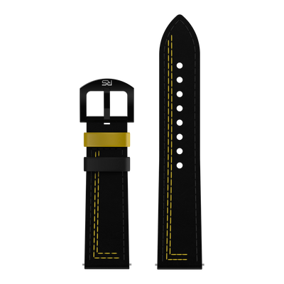 Black & Yellow Leather Strap (Adjustable)